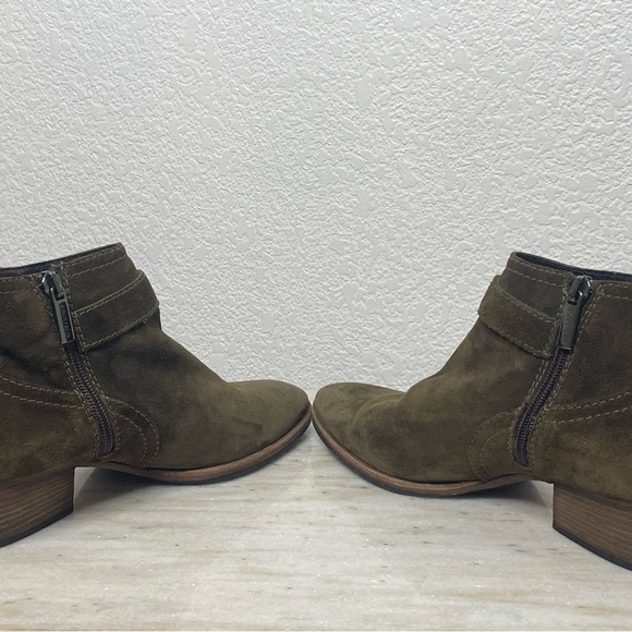 Aquatalia boots ankle suede green sz 8.5 Fanny with buckle - Picture 5 of 9